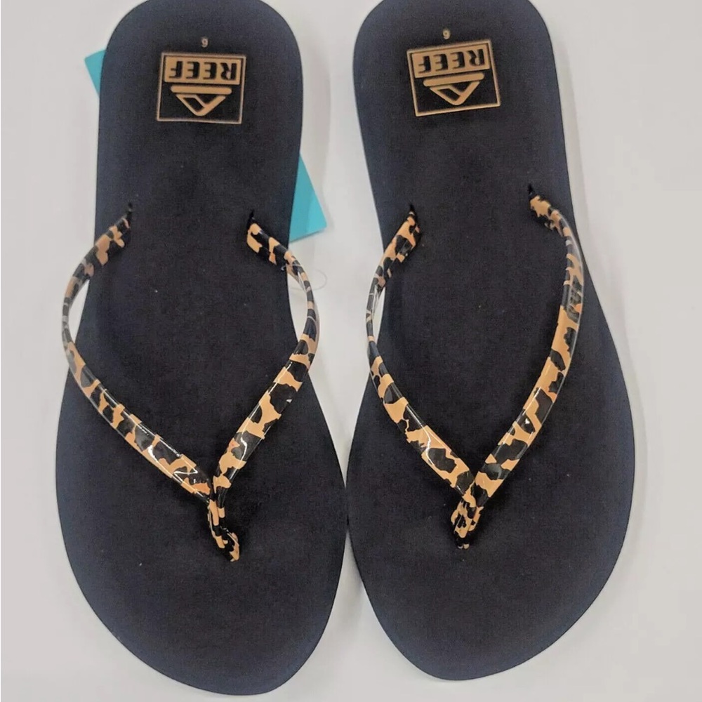 Reef Women's Black and Tan Flip Flops NEW